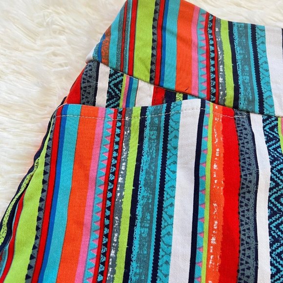 THree Dots Skort Womens Size 4 Multicolor Swing Y2K Stripe Pull On Skirt 13148 - Picture 6 of 11